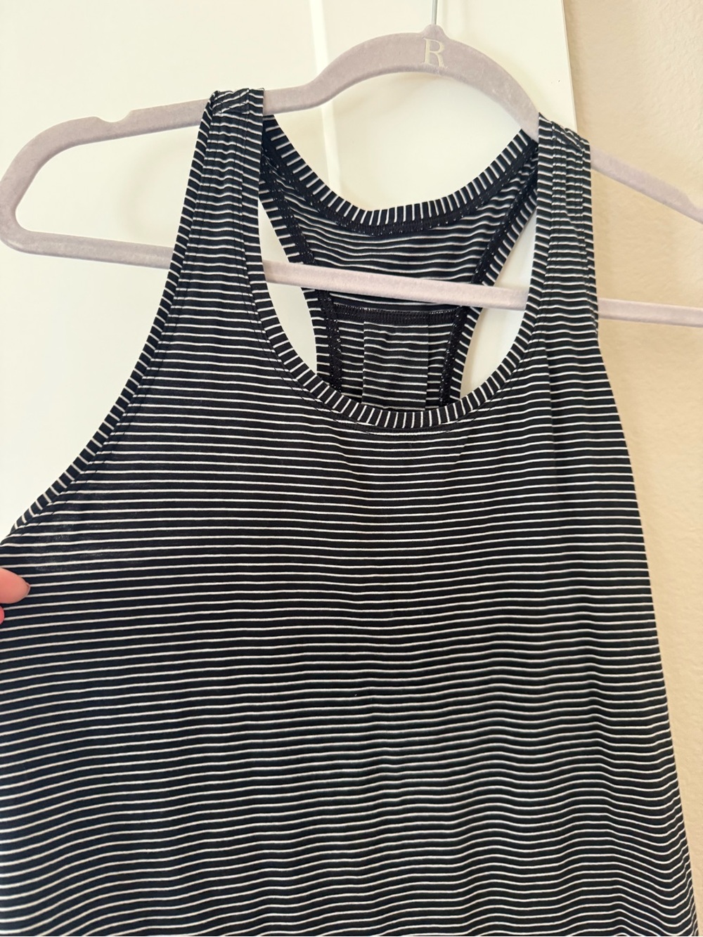 lululemon athletica Black and White Striped Racerback Tank